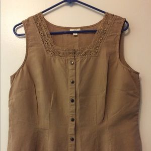 J.Jill, Linen, Sleeveless top.  Size P/L.